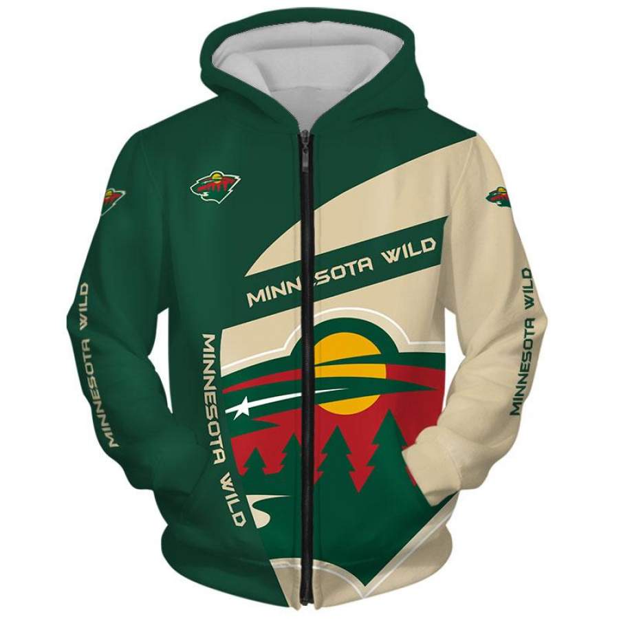 Lastest Minnesota Wild Hoodies 3D With Hooded Long Sleeve