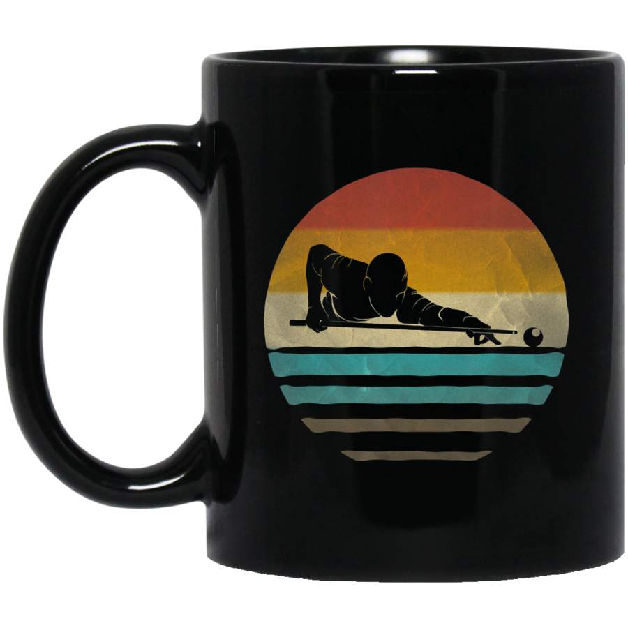 Billiards Pool Retro 70s Vintage Silhouette Distressed Coffee Mug