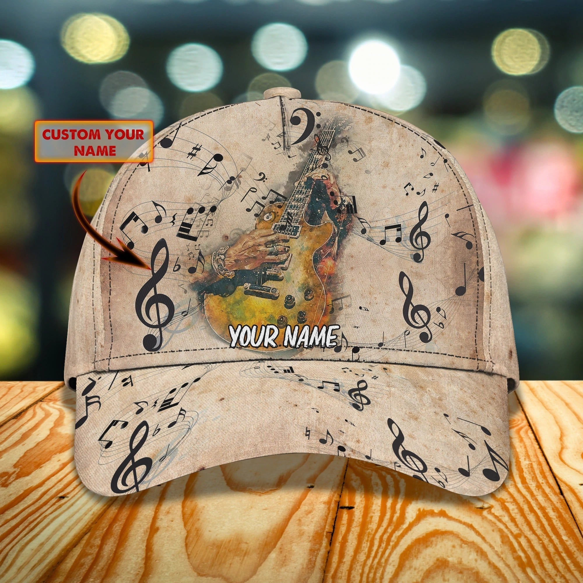 Custom Name Baseball Guitar Cap For Men And Woman, Musican 3D Cap, Guitarist Cap Hat For Summer