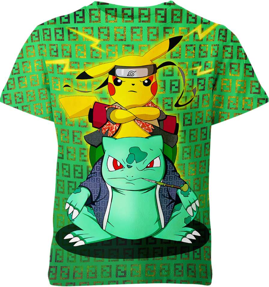 Pikachu Bulbasaur Fendi Pokemon Shirt