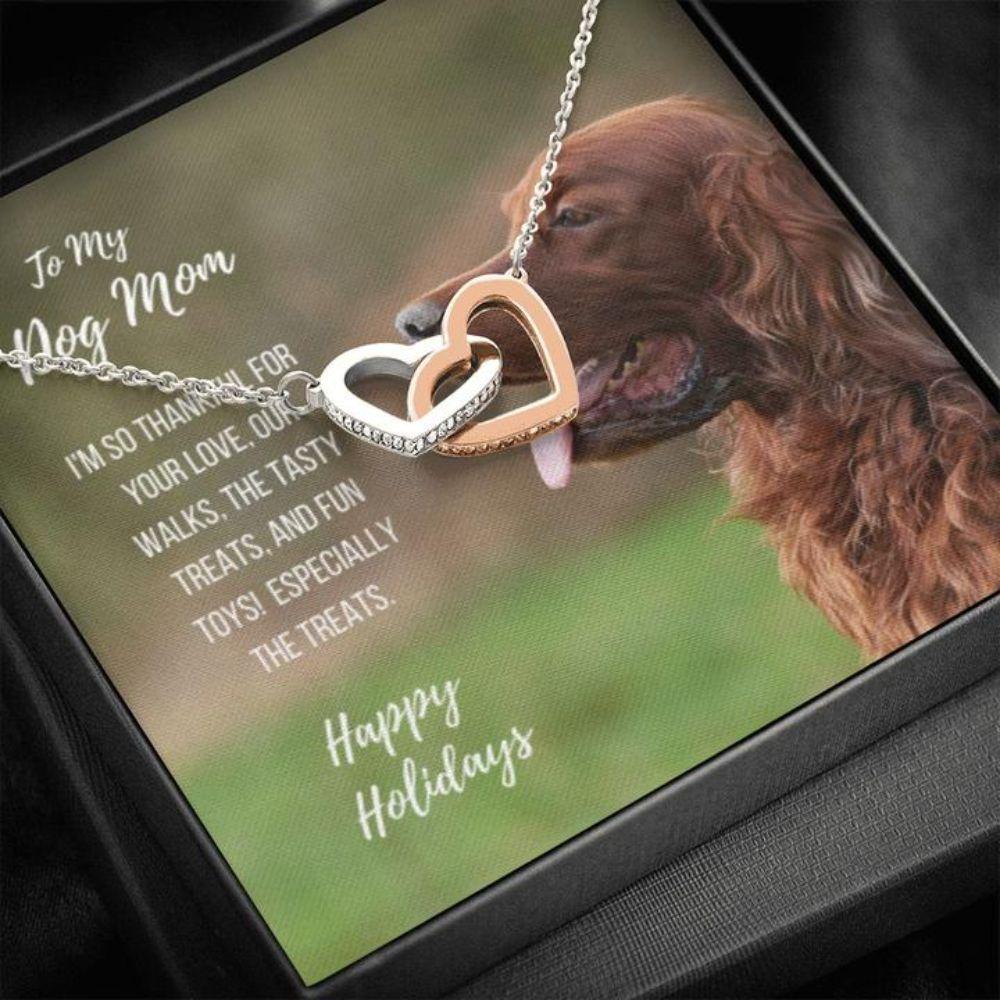 Dog Happy Holidays Gift Irish Setter Dog Mom Necklace – Mother Two Hearts Necklace 0921