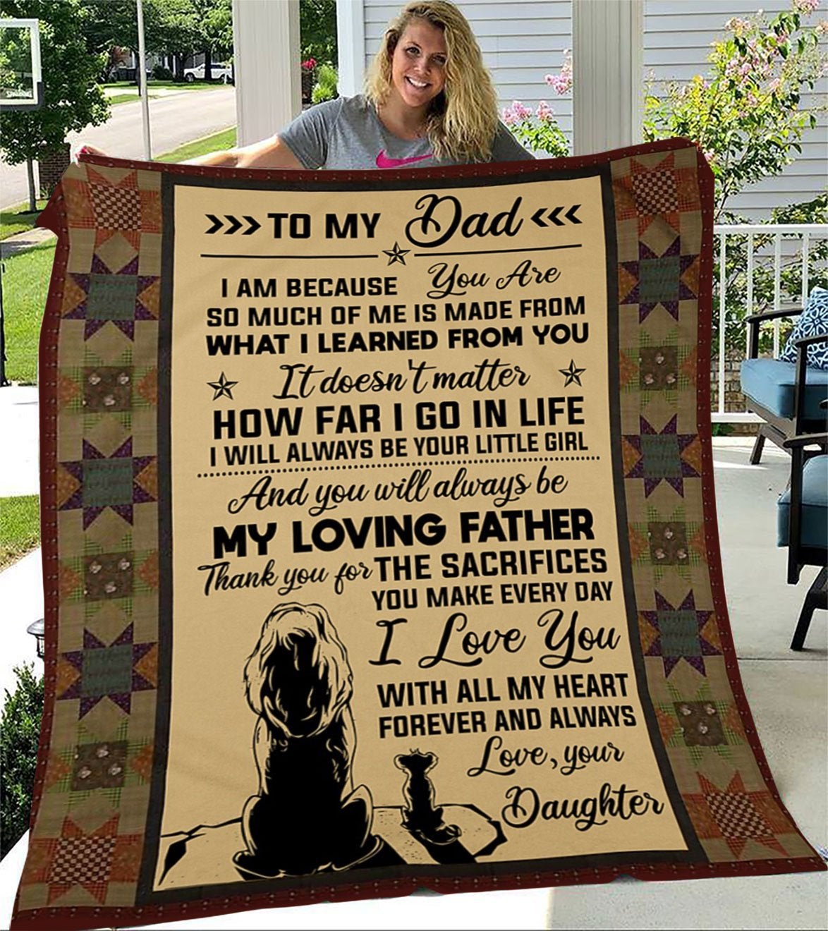 To My Dad I Am Because You Are Love Your Daughter Lion Bird Cozy Fleece Blanket, Sherpa Blanket