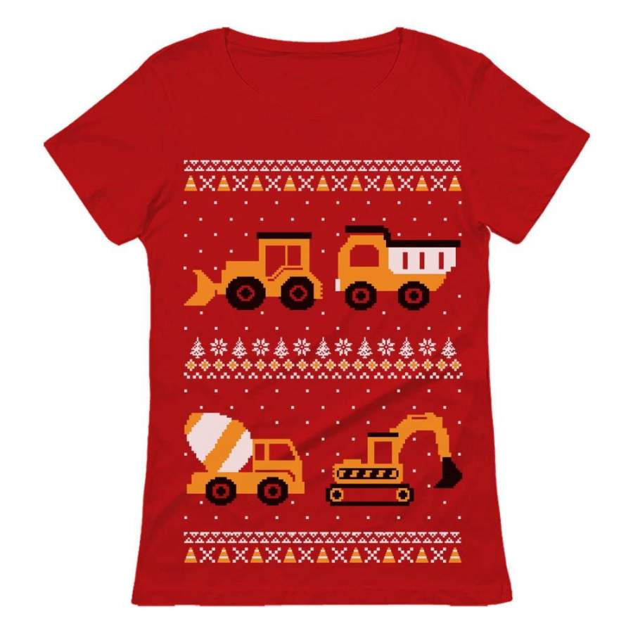 Tractors & Bulldozers Ugly Christmas Sweater Women T-Shirt