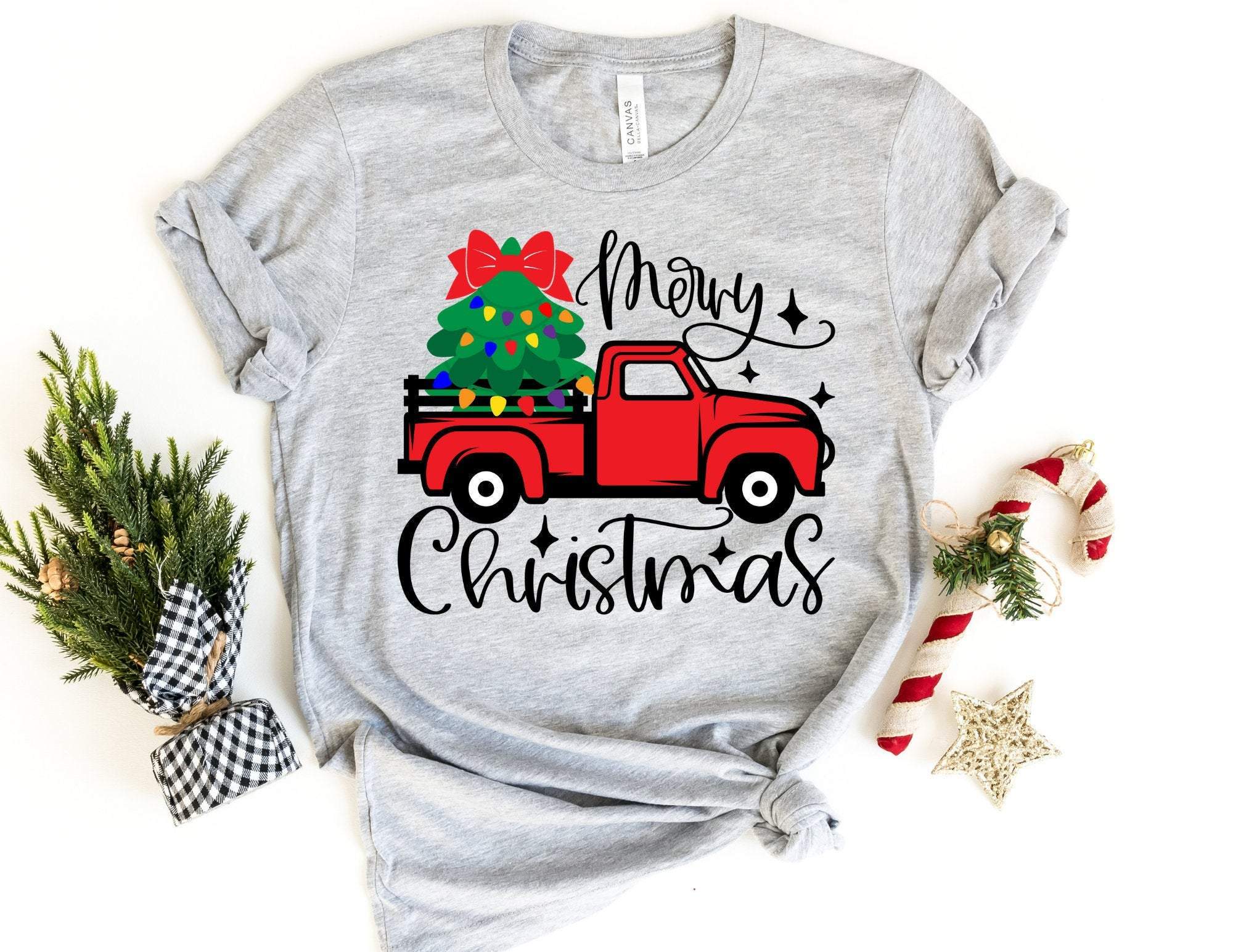 Merry Christmas Truck Shirt, Merry Christmas Shirt, Christmas Morning T-Shirt, Christmas Pajamas, Winter Time Shirt, Christmas Gift T-Shirt Hoodie All Color Size S-5Xl Hoodie Fashion