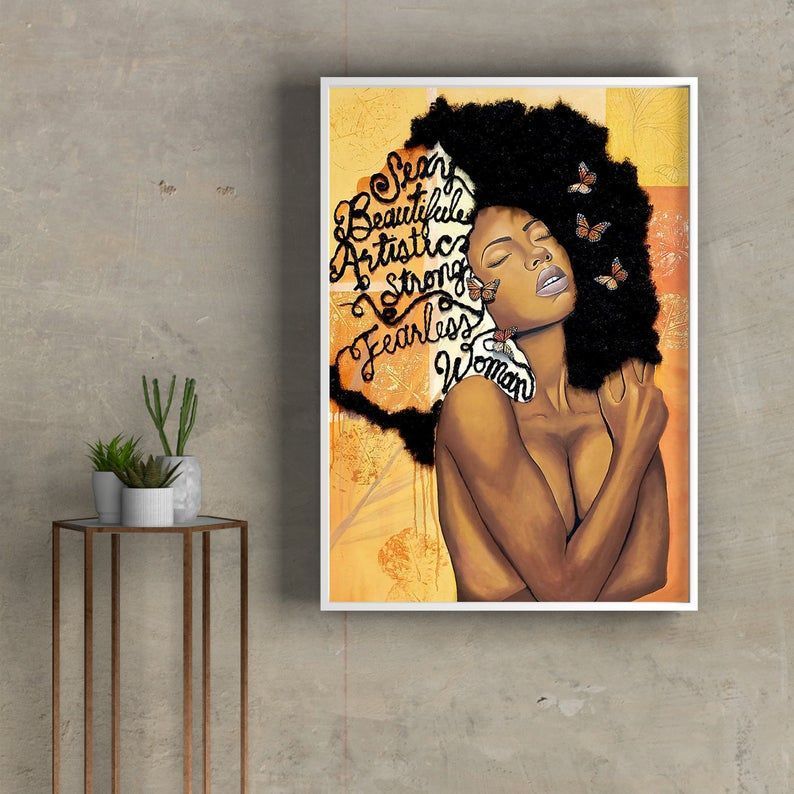 black girl afro woman black woman beautiful artistic strong fearless woman home decor poster canvas