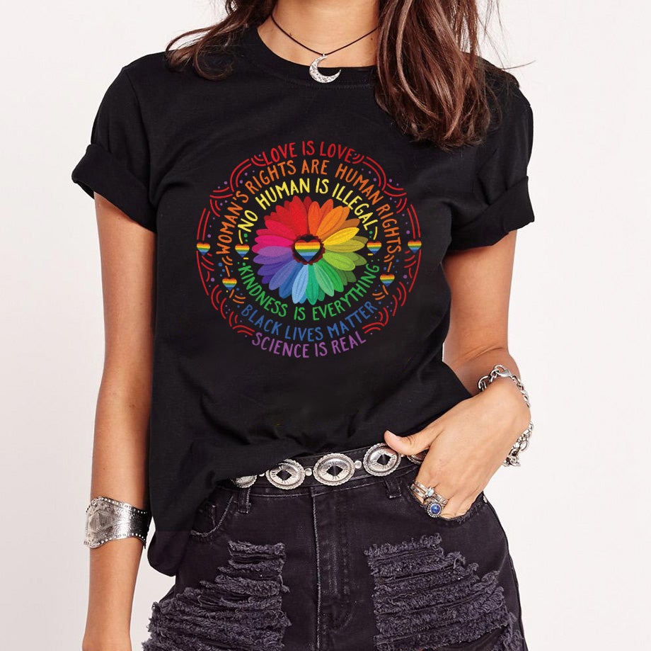 Rainbow Black Lives Matter Science Lgbt Pride Flower Graphic Unisex T Shirt, Sweatshirt, Hoodie Size S – 5XL