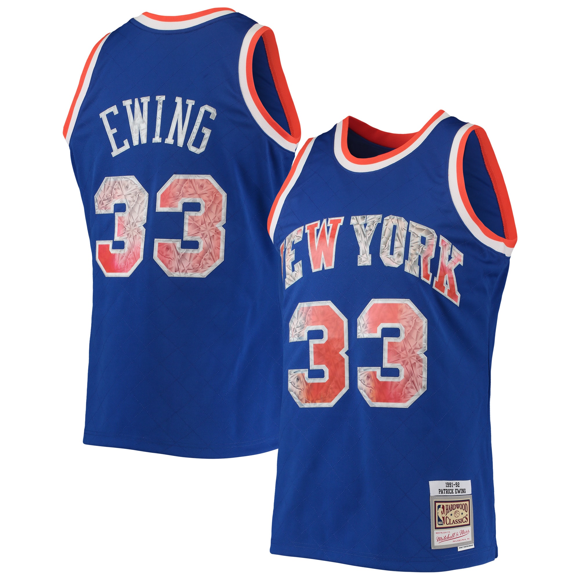 Patrick Ewing New York Knicks Mitchell & Ness 1996-97 Hardwood Classics NBA 75th Anniversary Diamond Swingman Jersey – Blue