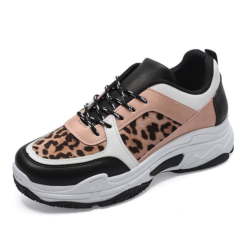 Dad Sneakers Leopard Lace Up Suede Vulcanized Shoe