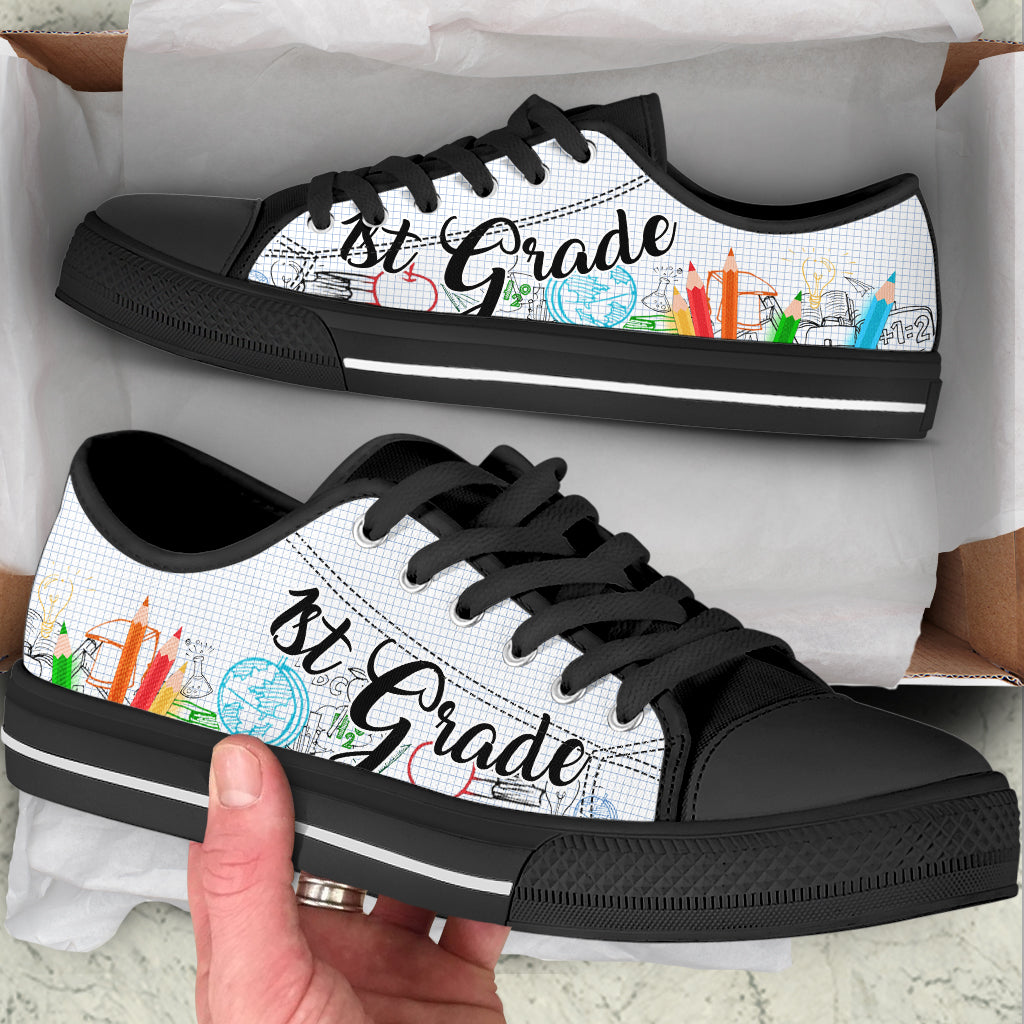 1St Grade Teacher Low Top Shoes Pencil Color Canvas Shoes School Shoes