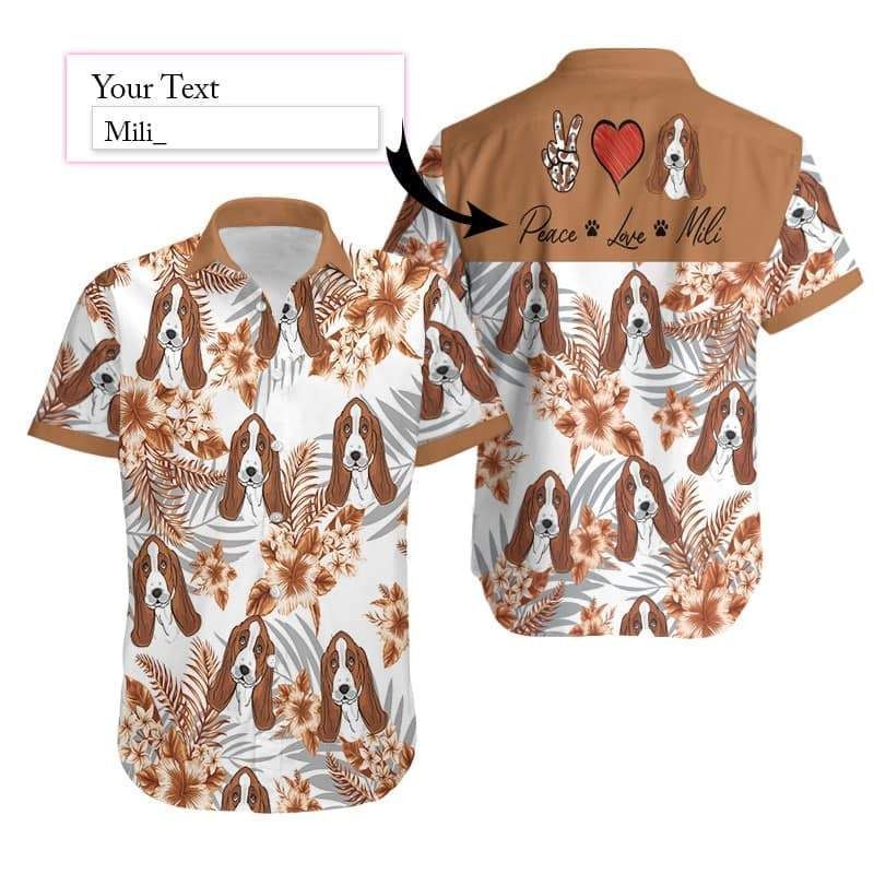 Cover Your Body With Amazing Personalized Peace Love Basset Hound Dogcustom Hawaii Aloha Shirts Ha3288