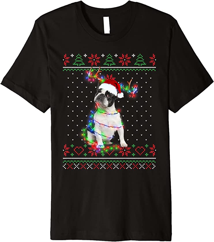 Boston Terrier Dog Ugly Sweater Christmas Puppy Dog Lover Premium T-Shirt