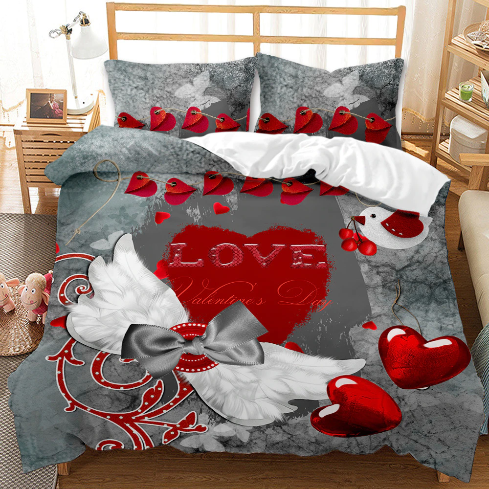 Valentine’S Day Love Bedding Set For Bedroom Soft Duvet Cover Bedspreads For Bed Linen Comefortable