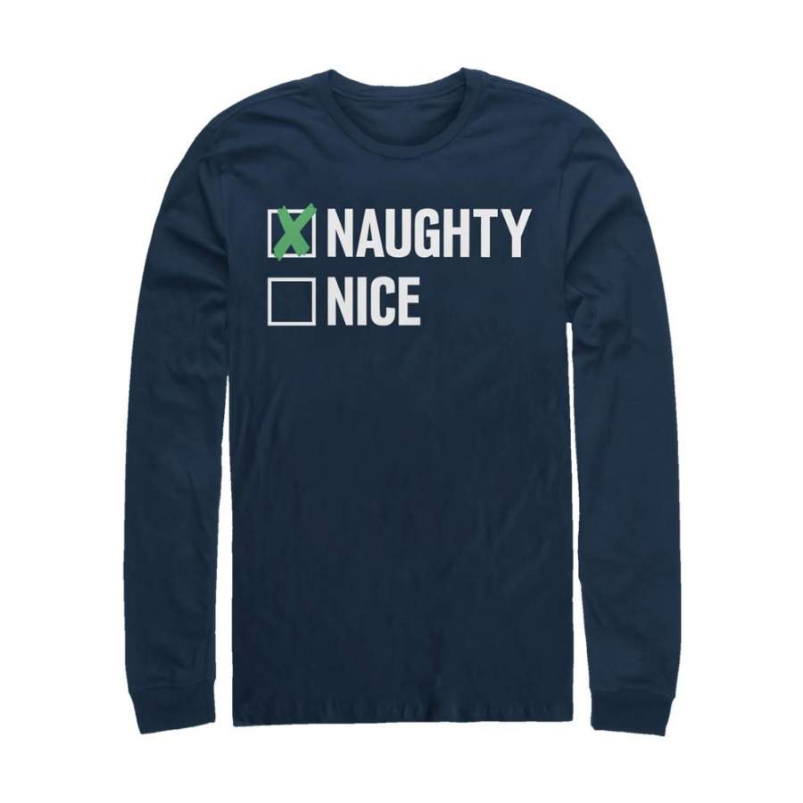 Lost Gods Men’s Christmas Naughty Or Nice  Long Sleeve Shirt Navy Blue