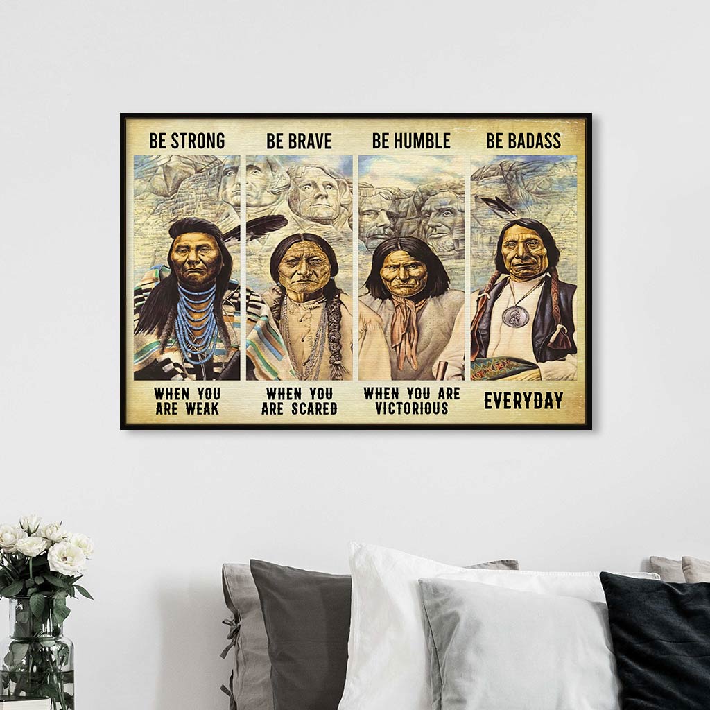 VticStore™ Be Strong, Be Brave, Be Humble, Be Badass – Native Ladies Horizontal Wall Art Frame Canvas – Best home decor ideas, unique gifts