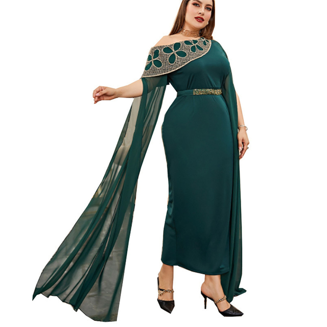 2022 NEW Women’s Fashion Plus Size Luxury Formal Dress Middle East Arab Muslim Style Party Queuing Dress L-4XL alx