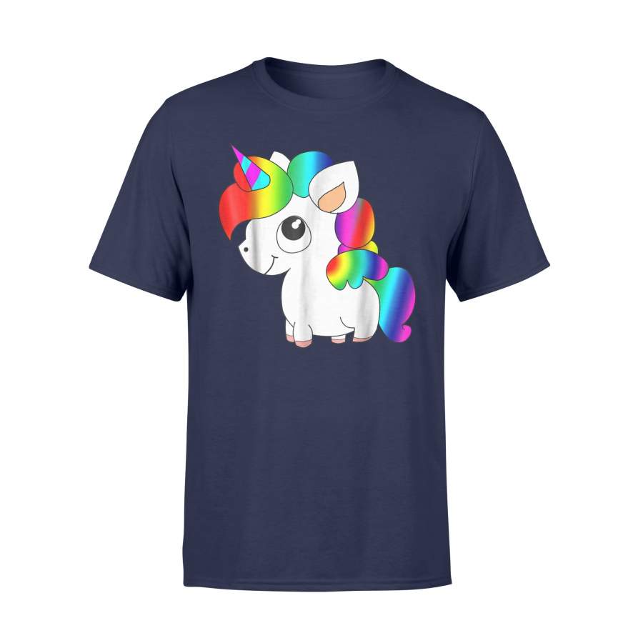 Colorful Chubby Unicorn Kawaii Cartoon Graphic Cute T Shirt