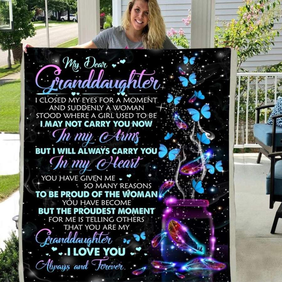 TO MY GRANDDAUGHTER I LOVE YOU 3D CUSTOM FLEECE PHOTO BLANKET FAN GIFT FOR SON KIDS