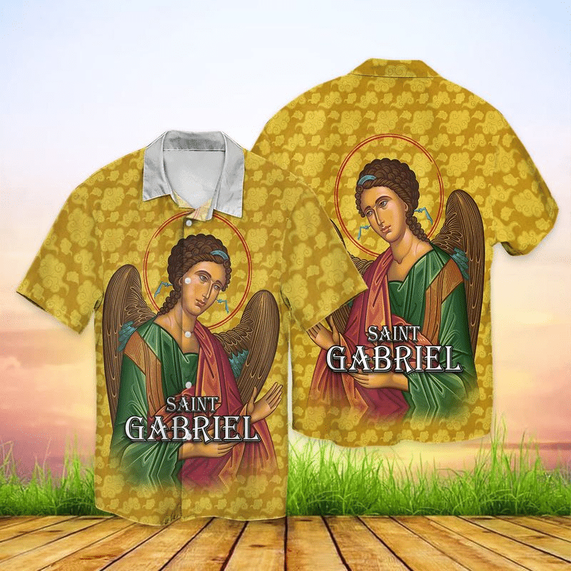 Saint Gabriel For Men And Women Graphic Print Short Sleeve Hawaii Casual Shirt Ha35337