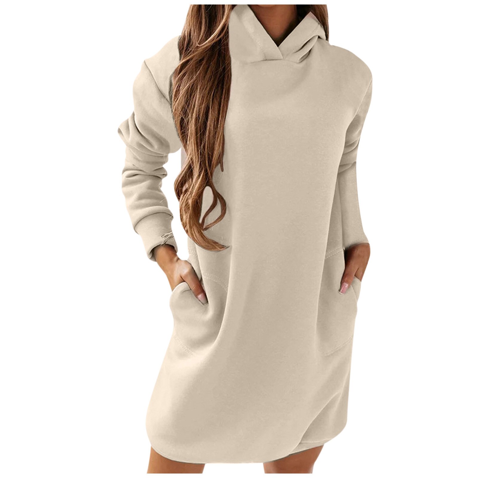 Autumn Winter Casual Hooded Dresses Fashion Women Clothing 2021 Lady Streetwear Long Sleeve Solid Color Dress платье женское alx