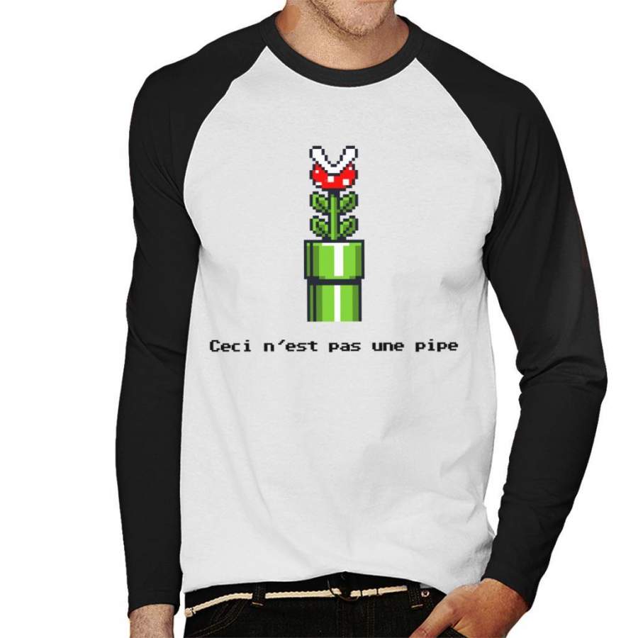 This Is Not A Pipe Super Mario Men’s Baseball Long Sleeved T-Shirt