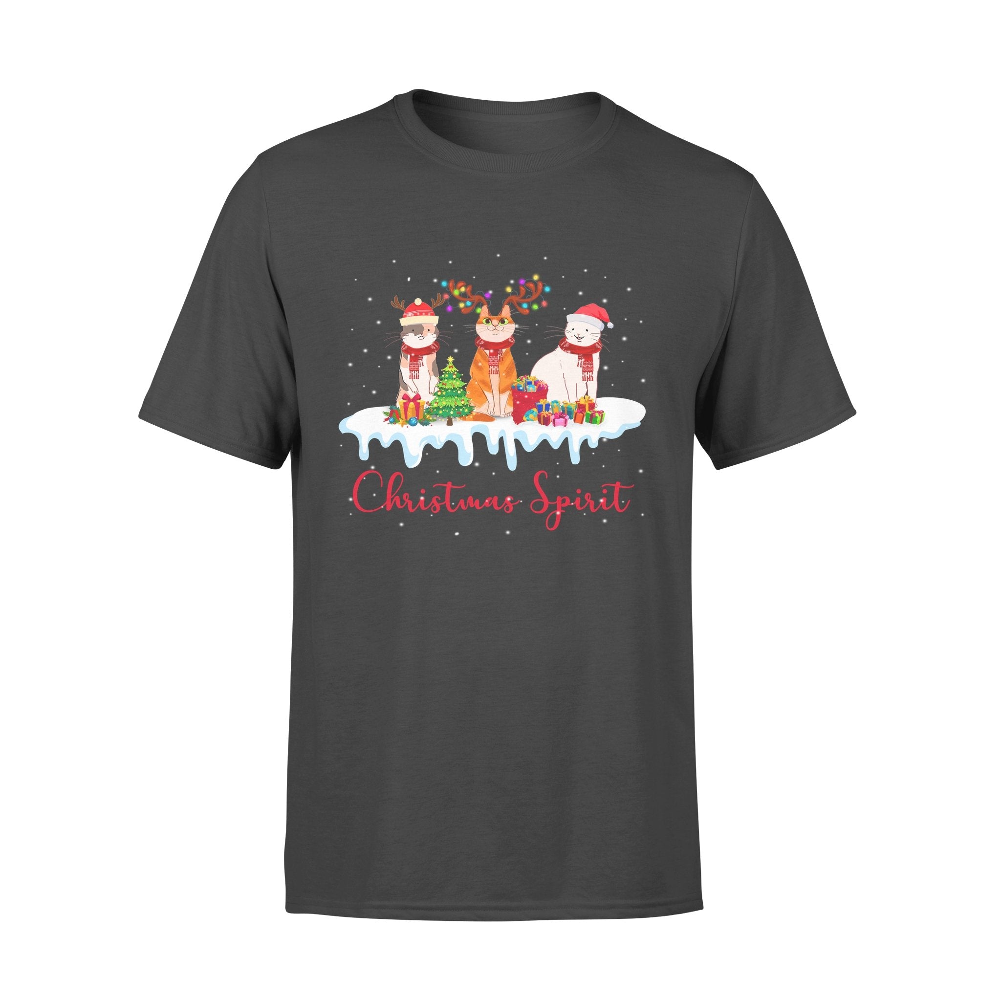 Cat Christmas Spirit Santa Hat Snow Winter Meowy Kitten Funny Gift Graphic Unisex T Shirt, Sweatshirt, Hoodie Size S – 5XL