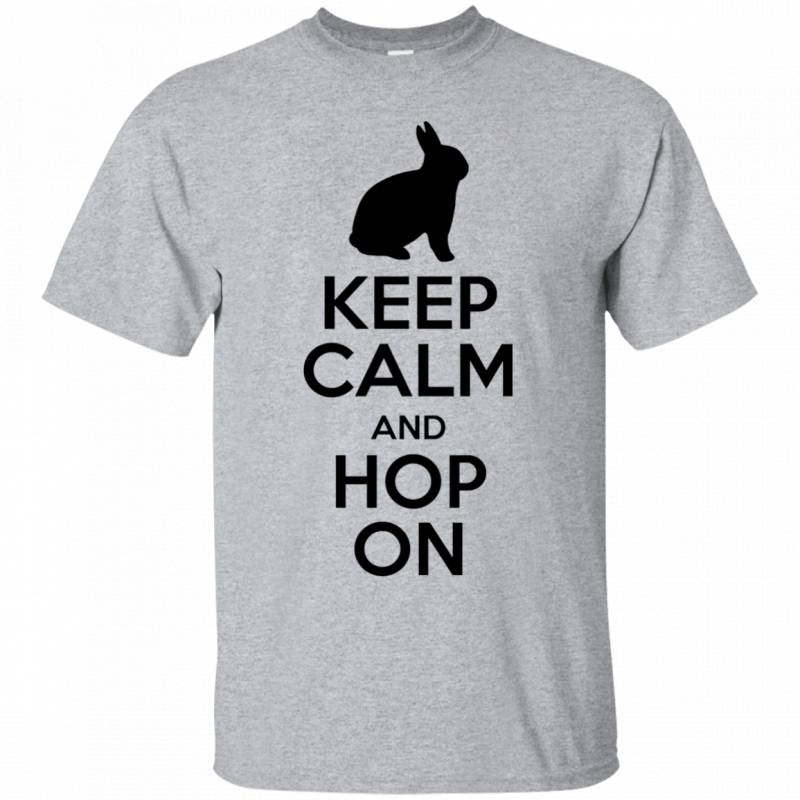 Keep Calm And Hop On Rabbit Bunny T Shirt Black