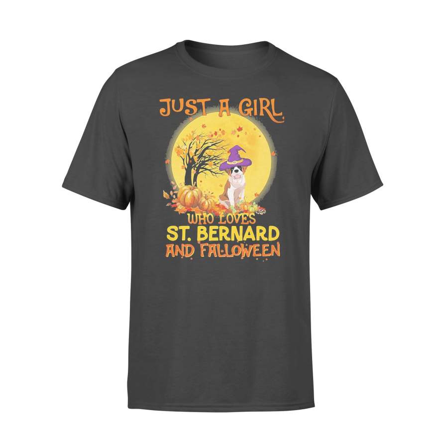 Just A Girl Who Loves St Bernard And Falloween Pumpkin T-shirt