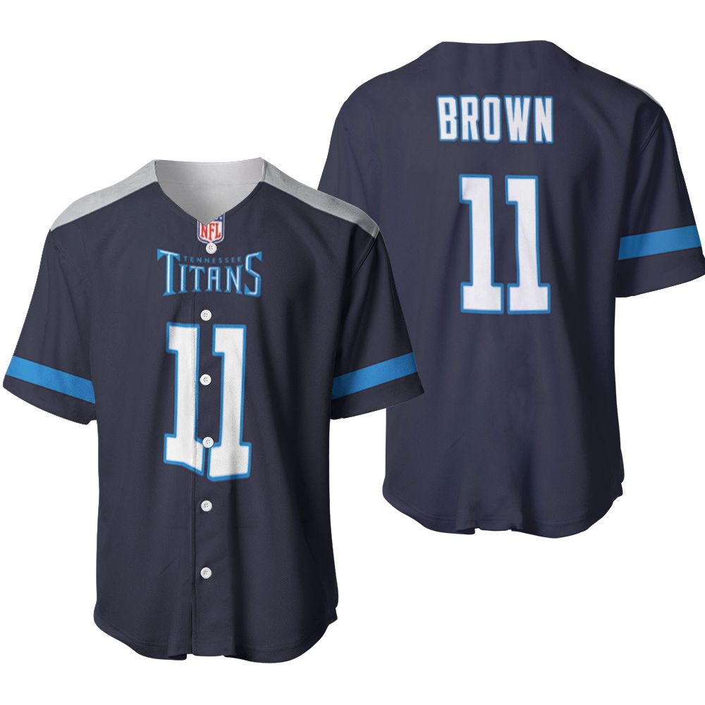 Tennessee Titans A J Brown #1 NFL New Game Navy 2019 3D Designed Allover Gift For Titans Fans Baseball Jersey