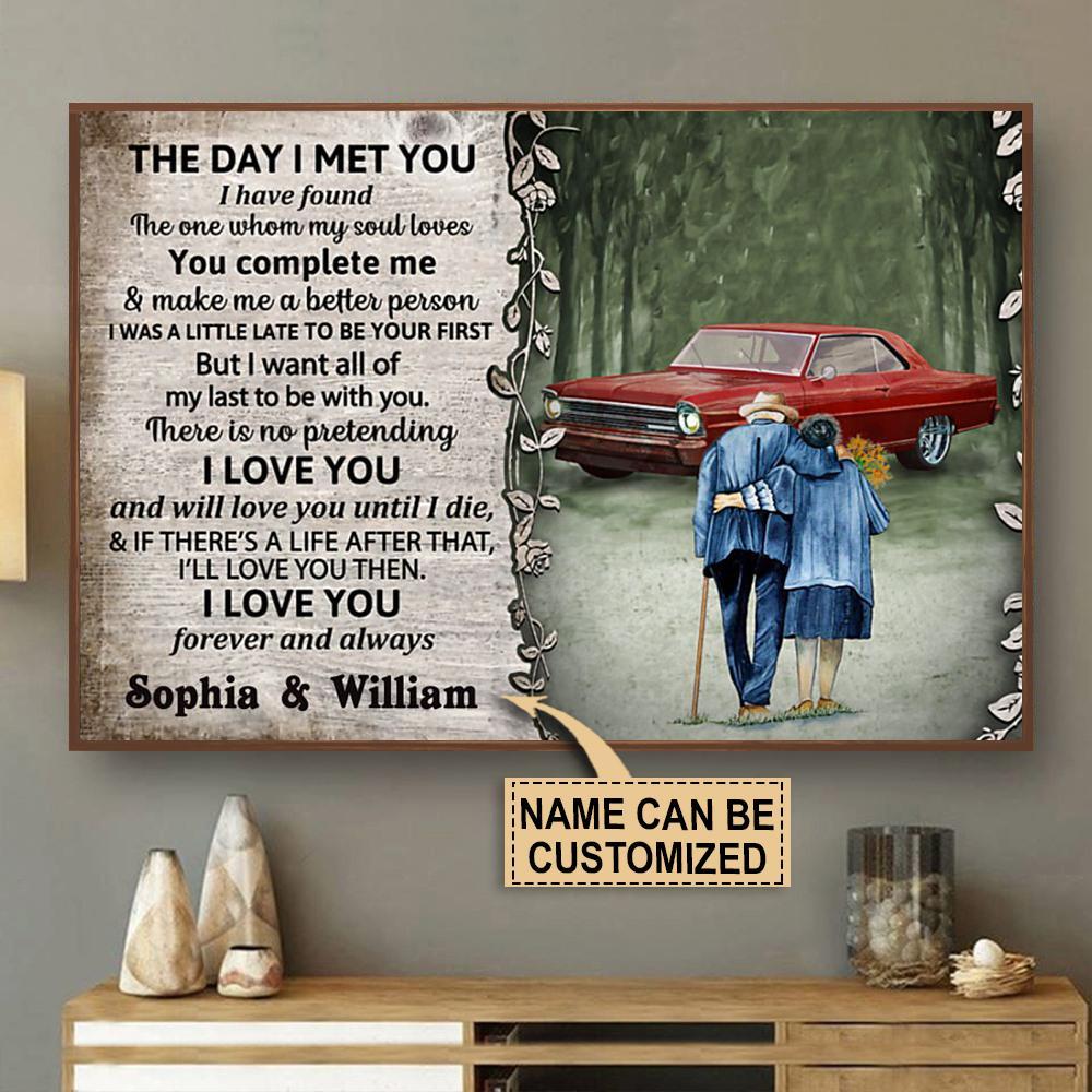 Aeticon Gifts Personalized Classic Car The Day I Met Canvas Mom Dad Gift Home Decor