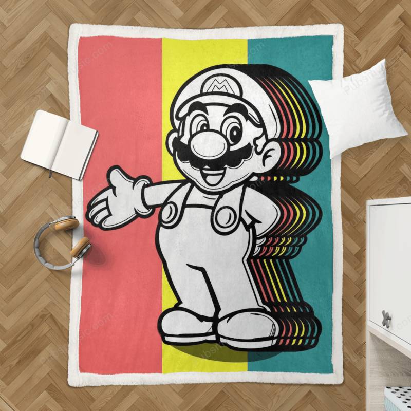 SUPER MARIO – Pop Art Rainbow Sherpa Fleece Blanket