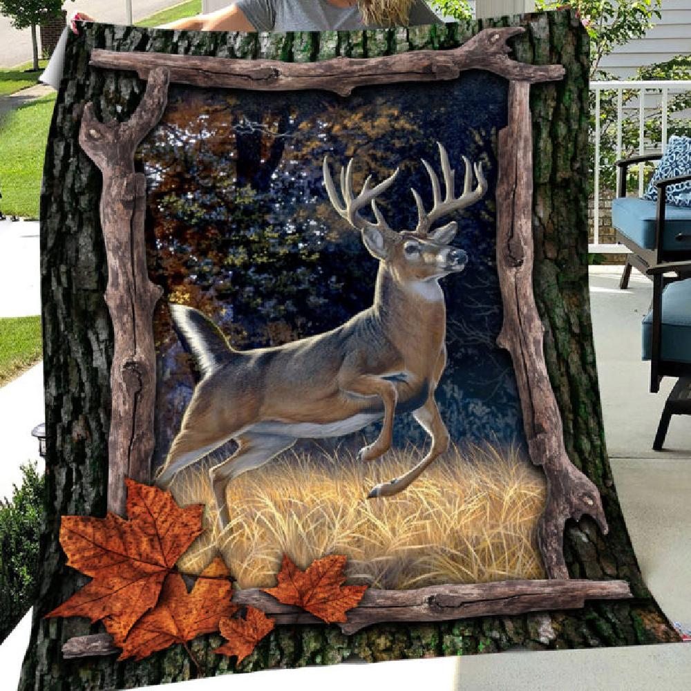 Animal Deer Love Forest Special Gift Fleece Blanket Family Gift Home Decor Bedding Couch Sofa Soft And Comfy Cozy