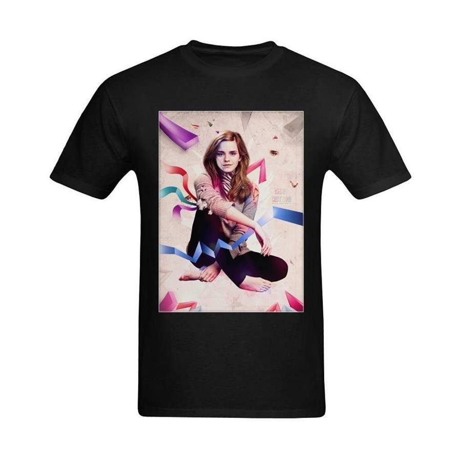 Emma Watson Sitting Art Poster Tshirts Funny Fashion Short Sleeved T-Shirt For Men