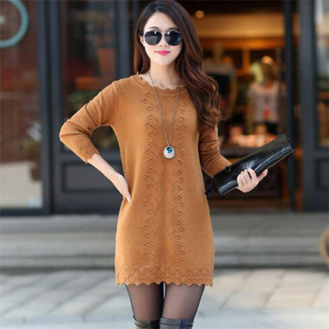 Women Sweaters Dress Pullovers 2020 New Autumn Winter Long Knitted Sweater Knitwear Female Long Sleeve Bottoming Long Dresses alx