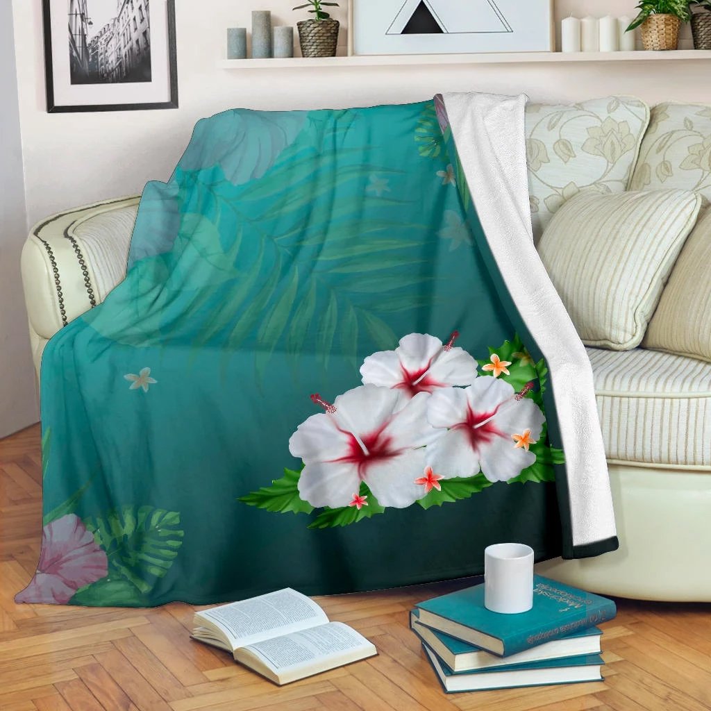 White Hibiscus Premium Blanket