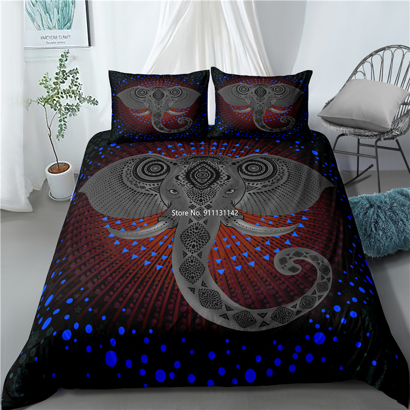 Bohemian Elephant Pattern Down Quilt Cover Pillowcase Creative Art Bedroom Decoration Multisize Bedding Set Home  Duvet Covers