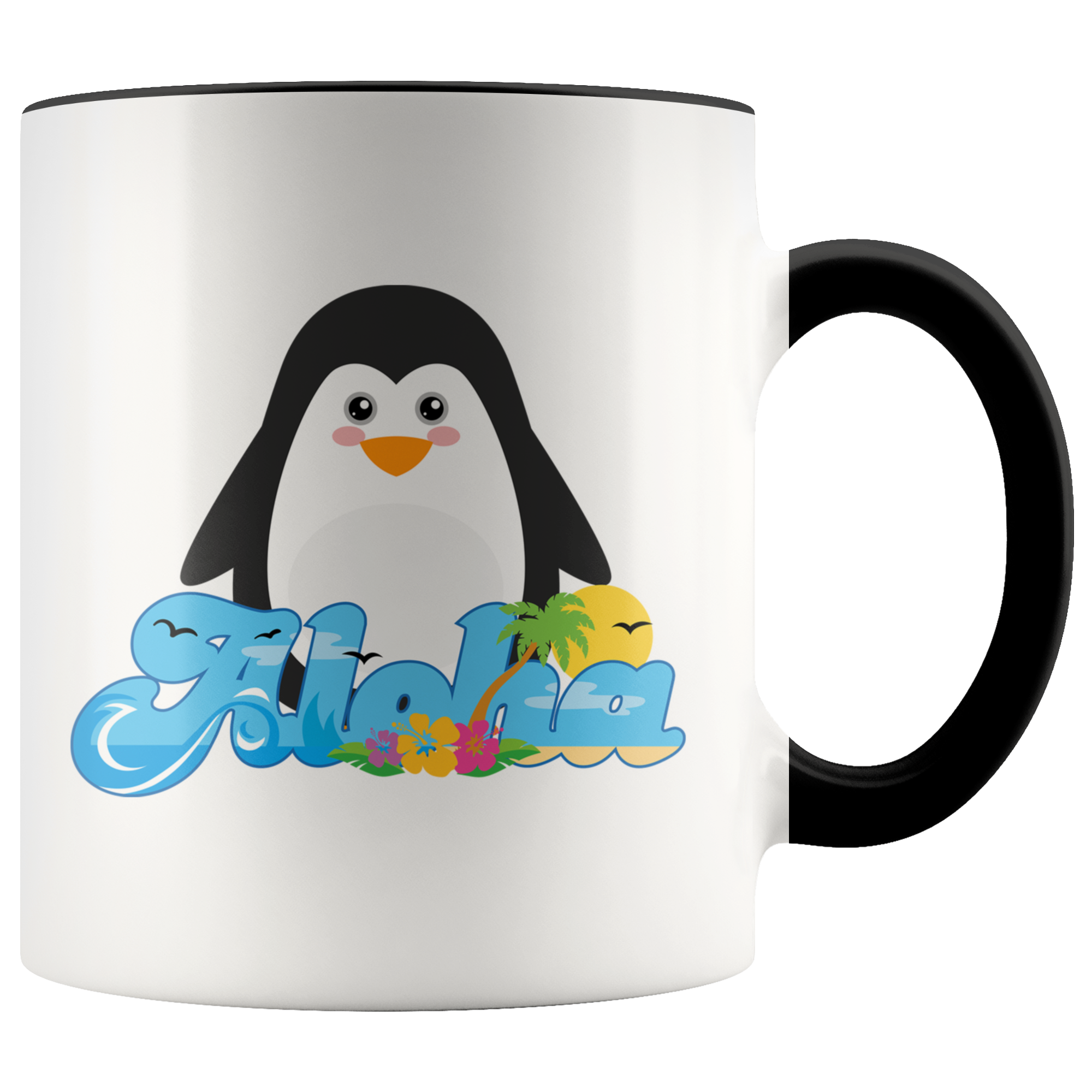 Aloha Penguin Animal Gift Cute Kids Hawaiian Premium Accent Mug