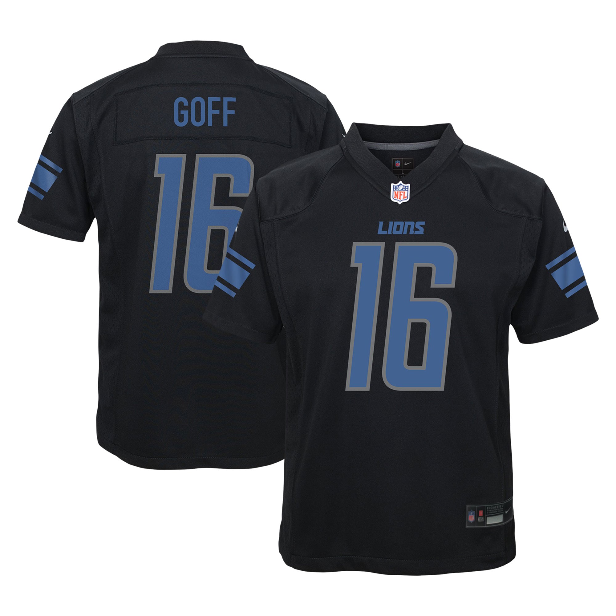 Youth Detroit Lions Jared Goff Black Fashion Game Jersey