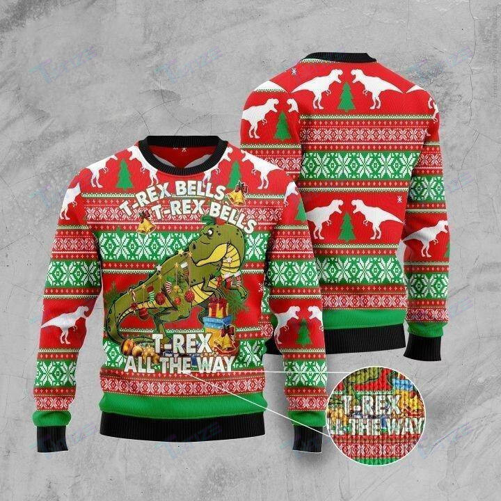 T-Rex Dinosaur Christmas Ugly Sweater