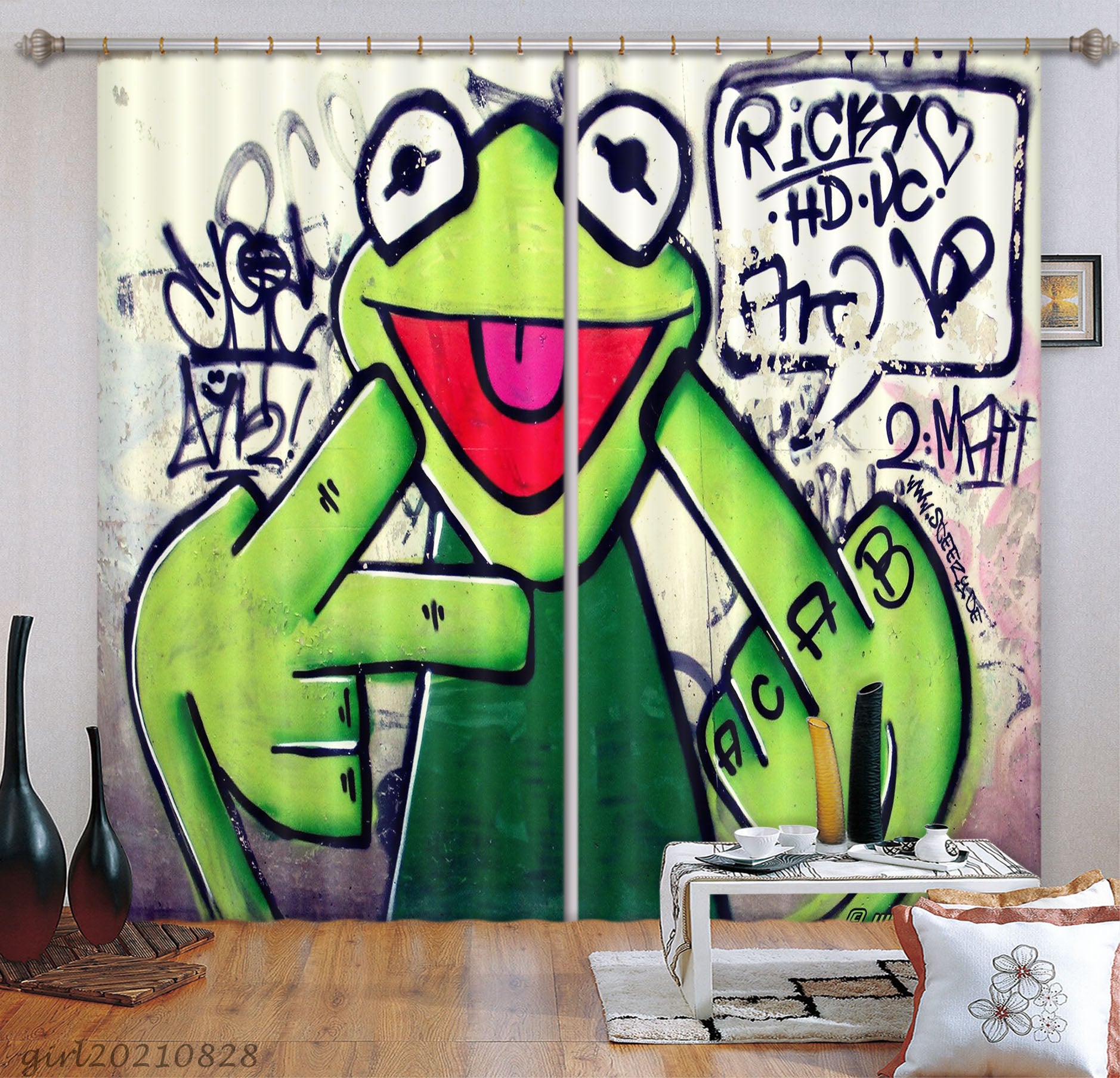 3D Cartoon Animal Frog Curtains And Drapes Lqh 73