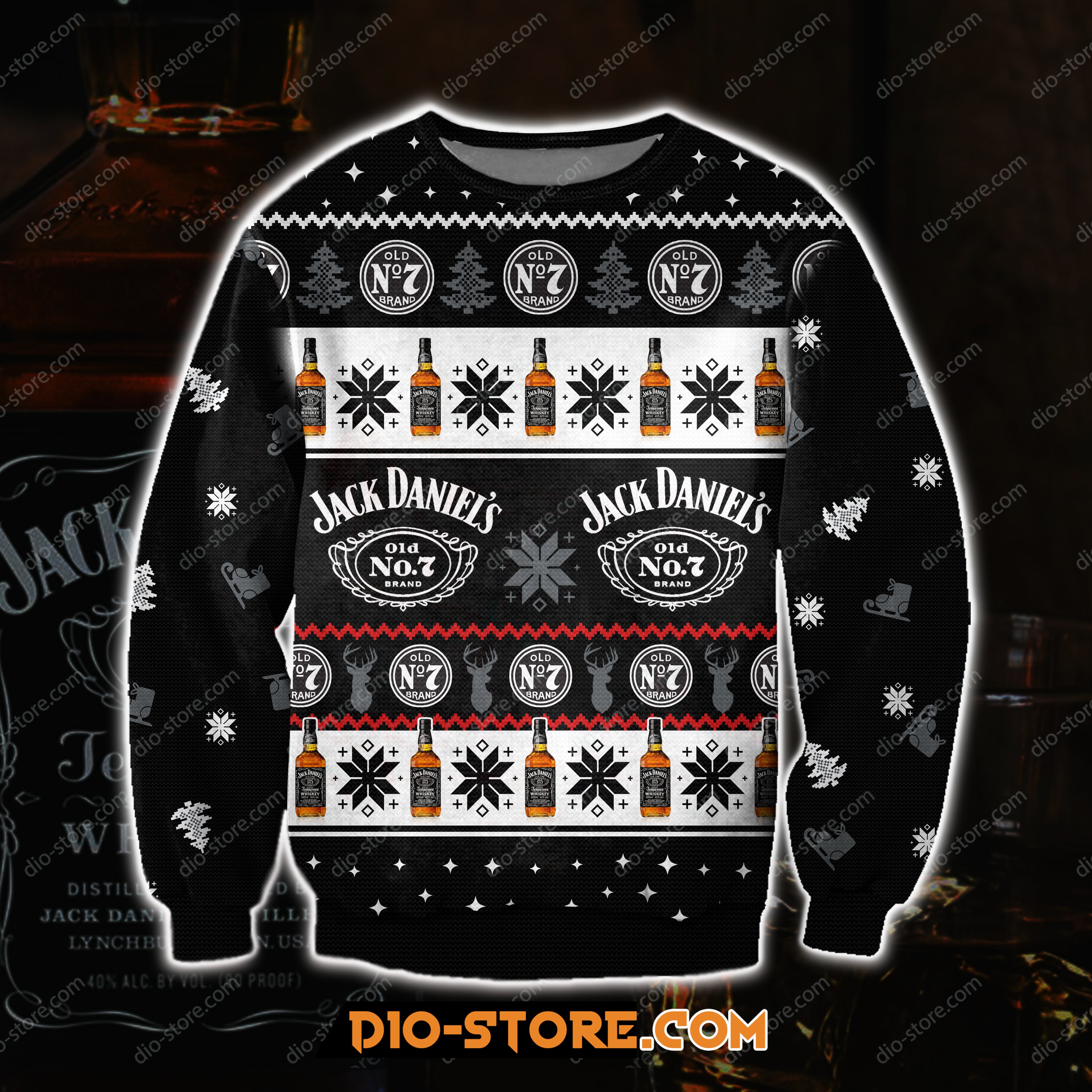 3D Knitting Pattern Jack Daniels Whiskey Ugly Christmas Sweater Hoodie All Over Printed Cint10242