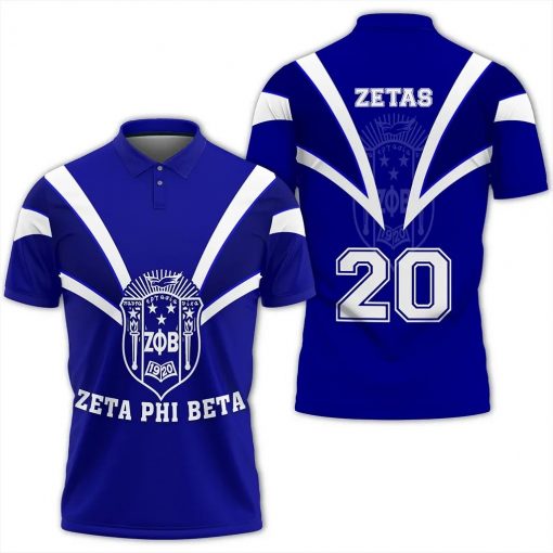 Zeta Phi Beta 1920 Emblem Zetas Blue Polo Shirt All Over Print