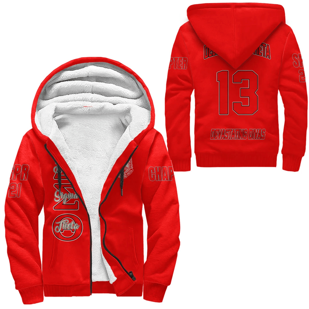 Sorority Hoodie – Personalized Delta Sigma Theta Red Sherpa Hoodie