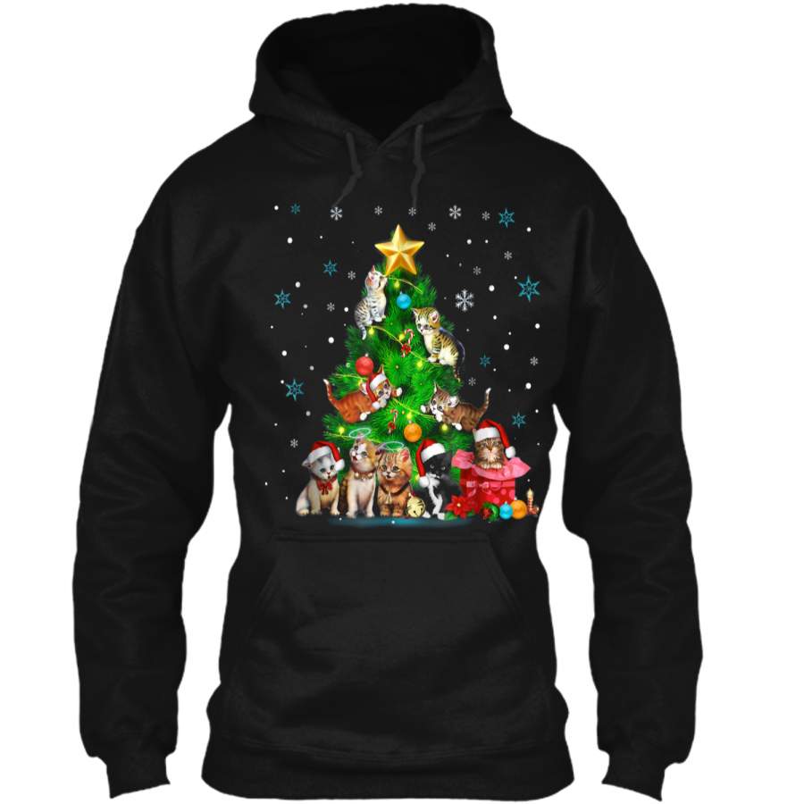 Christmas Tree Cats Santa Clause  Pullover Hoodie 8 oz