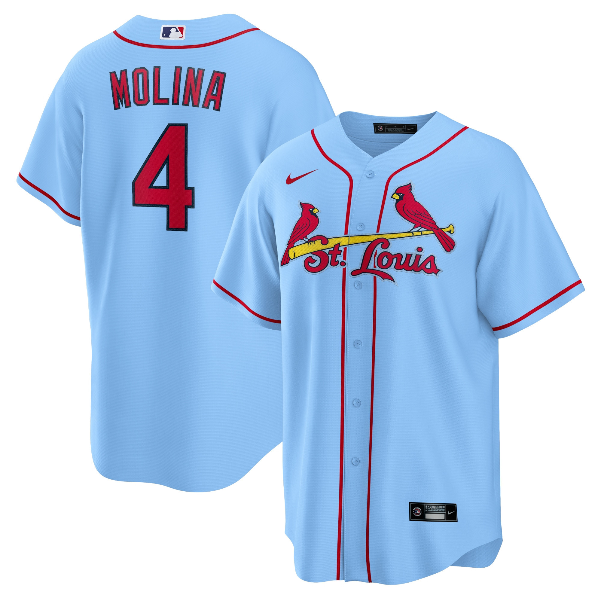 Yadier Molina St Louis Cardinals Alternate Replica Player Name Jersey Light Blue MLB