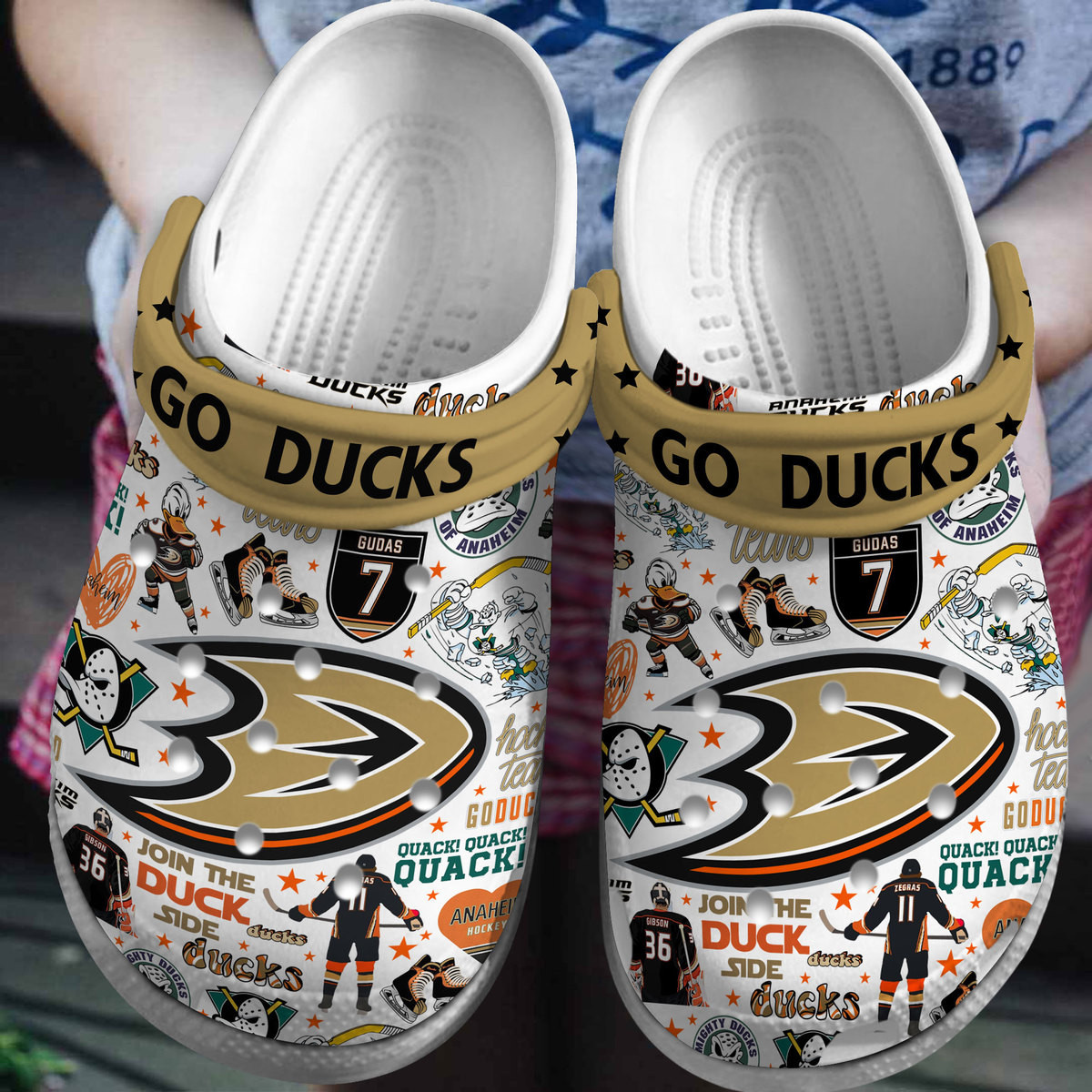 Anaheim Ducks NHL Sport Crocs Crocband Clogs Shoes Comfortable For Men Women and Kids