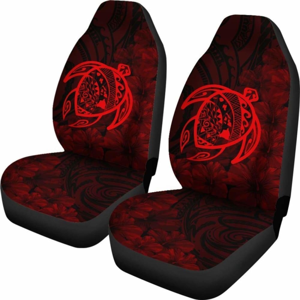 Alohawaii Car Seat Covers – Hawaii Turtle Map Hibiscus Poly Red – New Awesome 091114