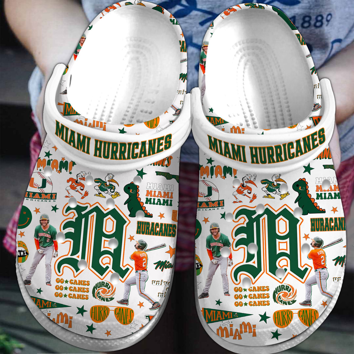 Premium Miami Hurricanes NCAA Sport Crocs Crocband Clogs Shoes Comfortable For Men Women and Kids 2