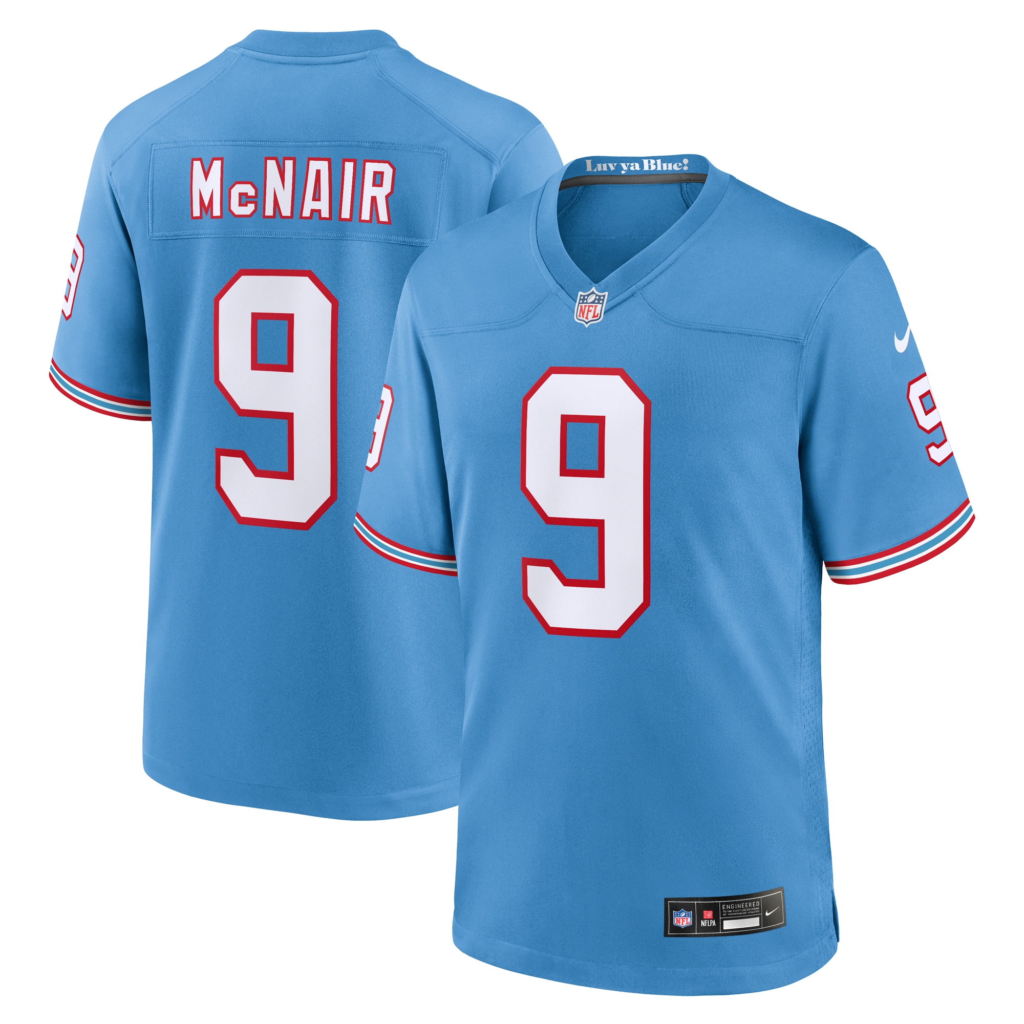 Steve McNair Tennessee Titans Oilers Throwback Retired Player Game Jersey – Light Blue