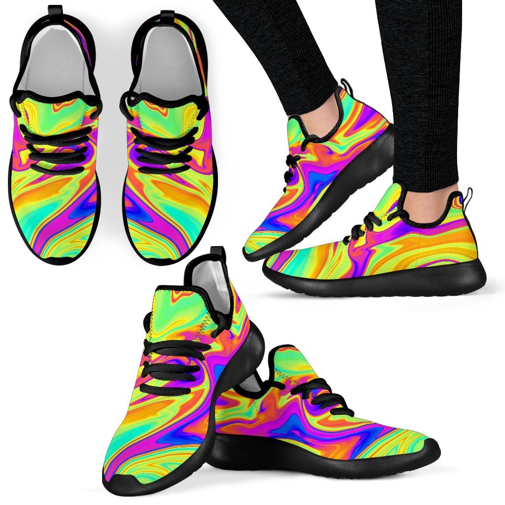 Abstract Liquid Trippy Print Mesh Knit Shoes