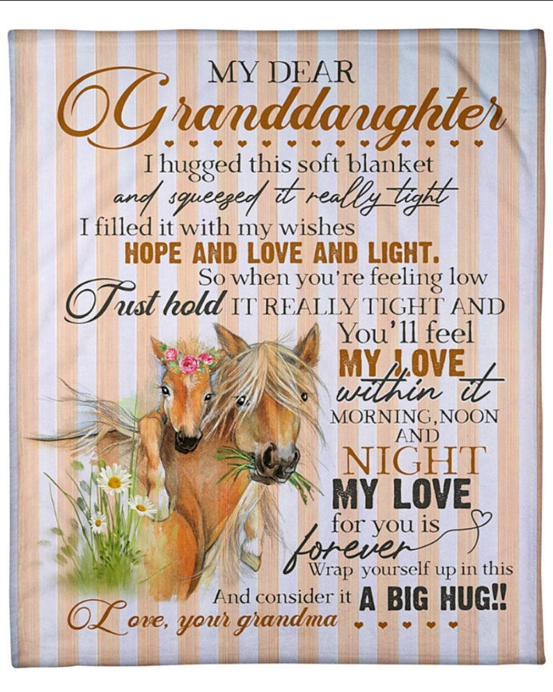 Custom Names Grandma To Granddaughter – My Love For You Fleece Blanket Christmas Blanket Christmas Gift Horse Blanket